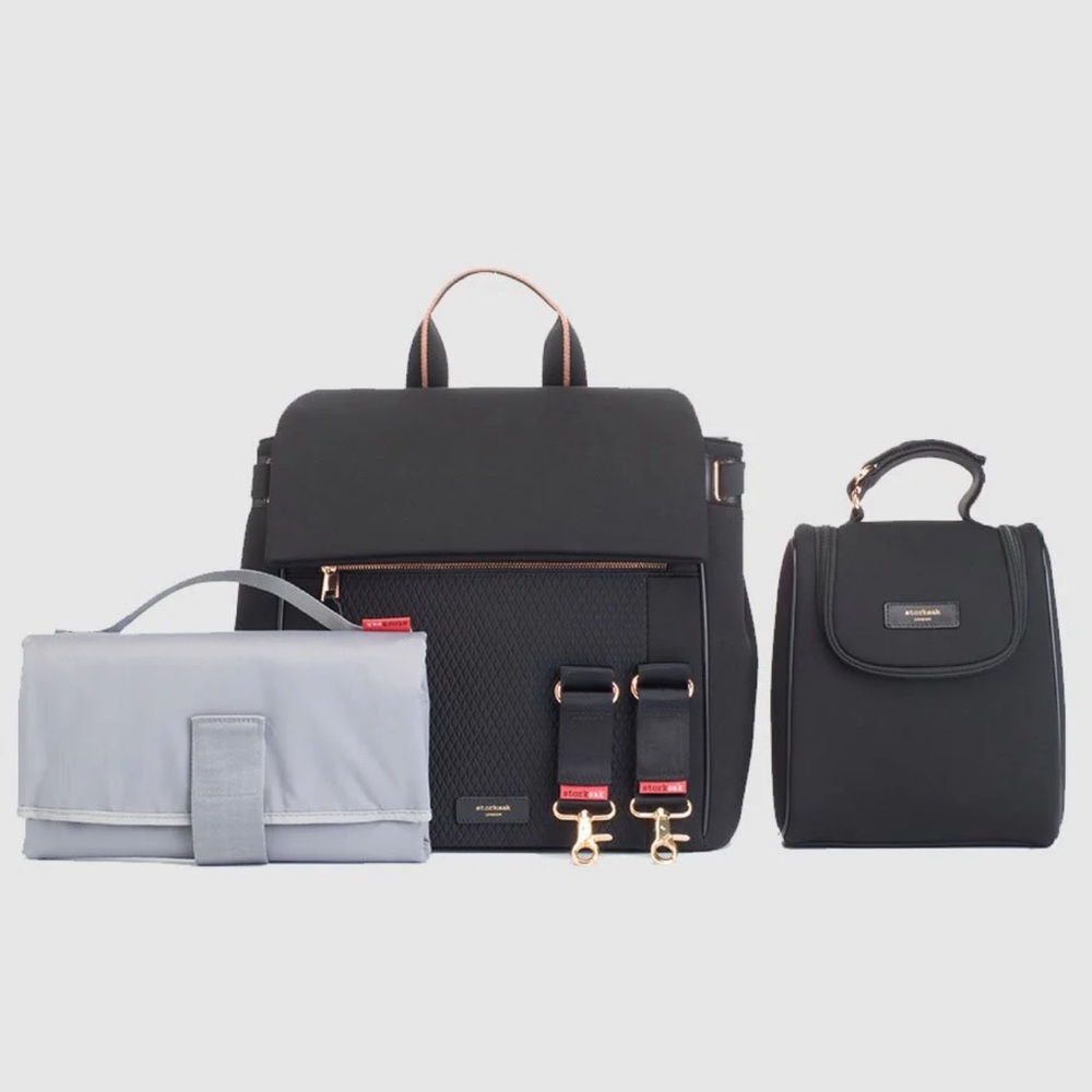 Storksak Black and Gray Baby Bag Set